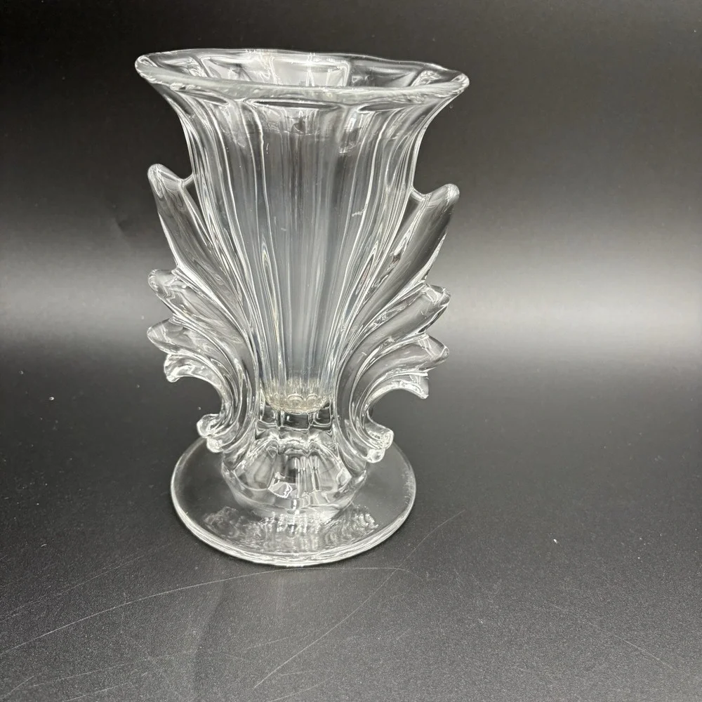 Vintage Fostoria Glass Baroque Clear Flame Vase 6 3/4
